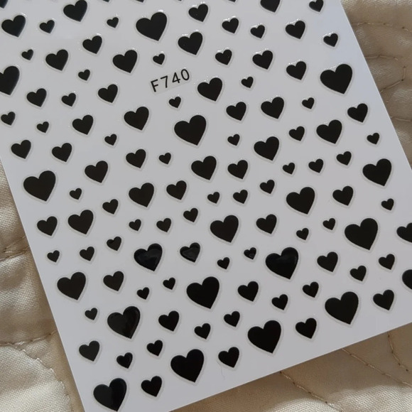 Valentine's day heart nail art stickers, black decal design, decorations - Picture 1 of 5